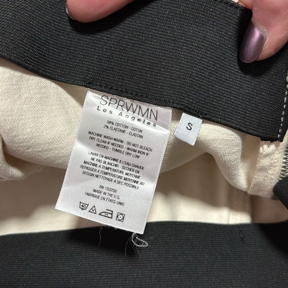 SPRWMN Cotton Denim Side Zip Flare Leg Pull On Pant in Natural Size S - Picture 7 of 7